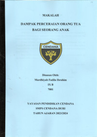 Dampak Peceraian Orang Tua bagi Seorang Anak